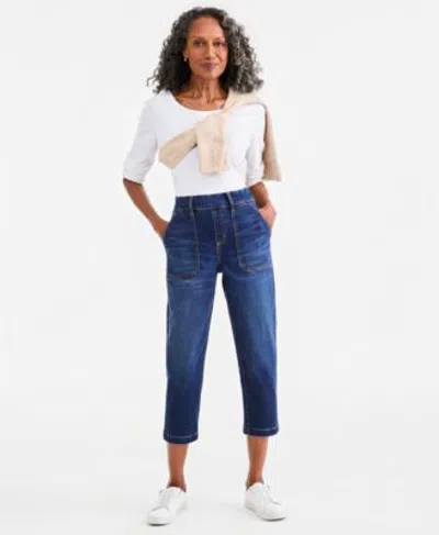 Style & Co Style Co Womens High Rise Pull On Utility Ankle Jeans Macys Exclusive In Deep Black