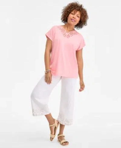 Style & Co Style Co Womens Lace Trim T Shirt Bracelets Cropped Pants Sandals Exclusively At Macys