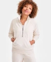 Style & Co Style Co Womens Luxsoft Fleece Half Zip Sweatshirt Xs Pxl Macys Exclusive In White