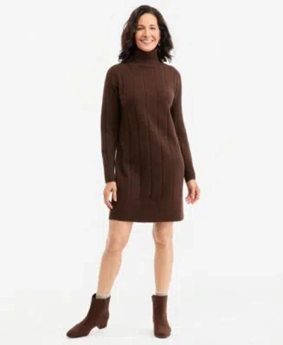 Style & Co Style Co Womens Luxsoft Long Sleeve Turtleneck Sweater Dress Macys Exclusive In Brown