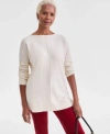 Style & Co Style Co Womens Luxsoft Seam Front Sweater Tunic Pxs 4x Macys Exclusive In White