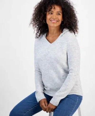 Style & Co Style Co Womens Luxsoft Split Neck Hoodie Macys Exclusive In White