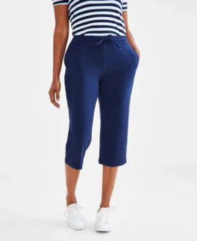 Style & Co Style Co Womens Mid Rise Capri Sweatpants Pp 4x Created For Macys In Blue