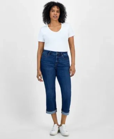 Style & Co Style Co Womens Mid Rise Curvy Capri Jeans 2p 28w Created For Macys In Blue