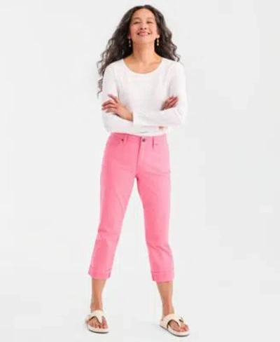 Style & Co Style Co Womens Mid Rise Curvy Capri Jeans 2p 28w Exclusively At Macys In Pink