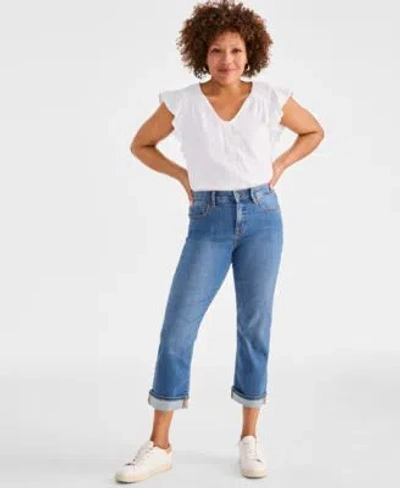 Style & Co Style Co Womens Mid Rise Curvy Capri Jeans 2p 28w Exclusively At Macys In Blue