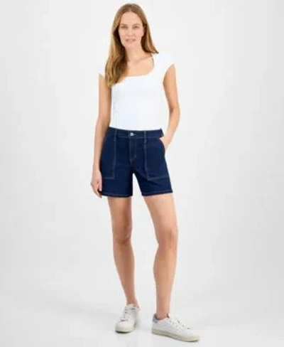 Style & Co Style Co Womens Mid Rise Denim Utility Shorts S 16p Exclusively At Macys