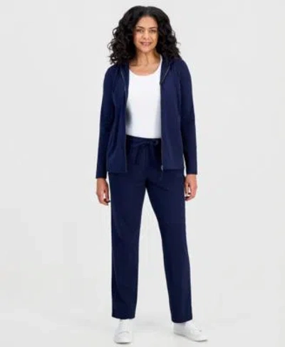 Style & Co Style Co Womens Mid Rise Drawstring Waist Sweatpants Pp 4x Created For Macys In Blue