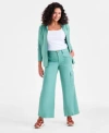 Style & Co Style Co Womens Mid Rise Wide Leg Cargo Pants Macys Exclusive 2p 24w In Green