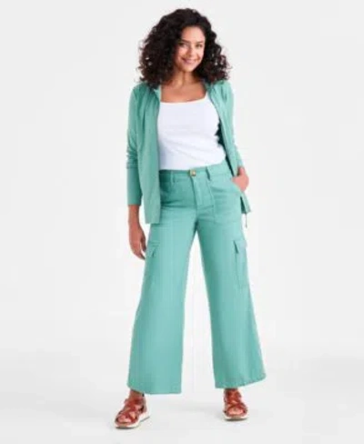 Style & Co Style Co Womens Mid Rise Wide Leg Cargo Pants Macys Exclusive 2p 24w In Green