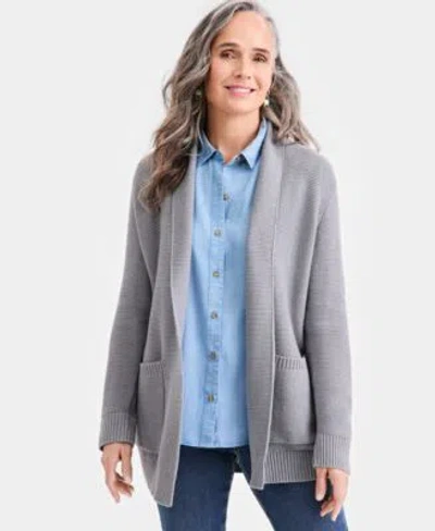 Style & Co Style Co Womens Open Front Stitch Cardigan Sweater Macys Exclusive In Gray