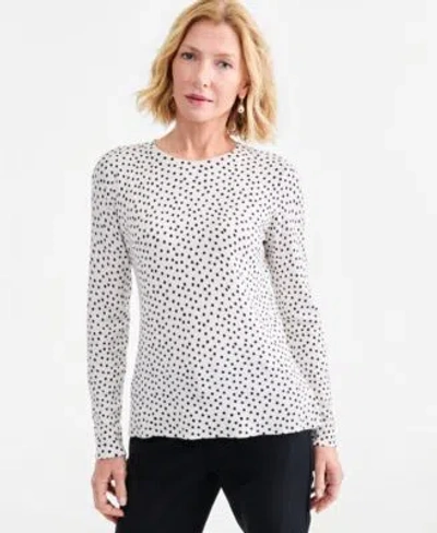 Style & Co Style Co Womens Printed Fine Gauge Crewneck Sweater Macys Exclusive In Multi