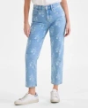 Style & Co Style Co Womens Printed Mid Rise Curvy Capri Jeans S 16p Exclusively At Macys In Blue
