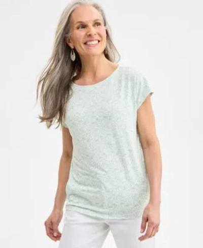 Style & Co Style Co Womens Printed Mixed Media Short Sleeve Top Pxs 4x Exclusively At Macys In Blue