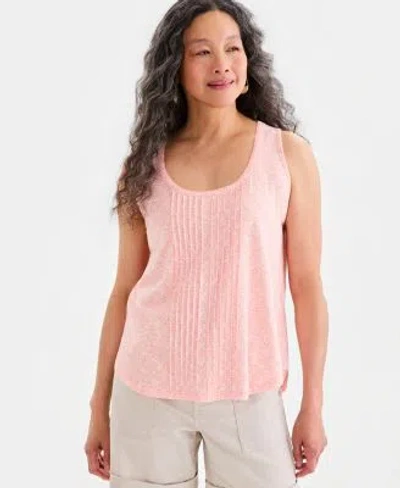 Style & Co Style Co Womens Printed Pintuck Tank Top Macys Exclusive In Pink
