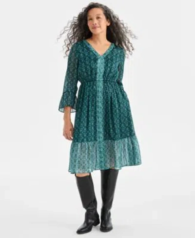 STYLE & CO STYLE CO WOMENS PRINTED SHINE MIDI DRESS PXS XXL MACYS EXCLUSIVE