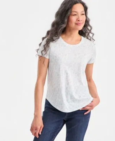 Style & Co Style Co Womens Printed Short Sleeve Crewneck T Shirt Macys Exclusive In White