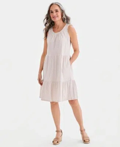 Style & Co Style Co Womens Printed Sleeveless Tiered Dress Macys Exclusive In Pink