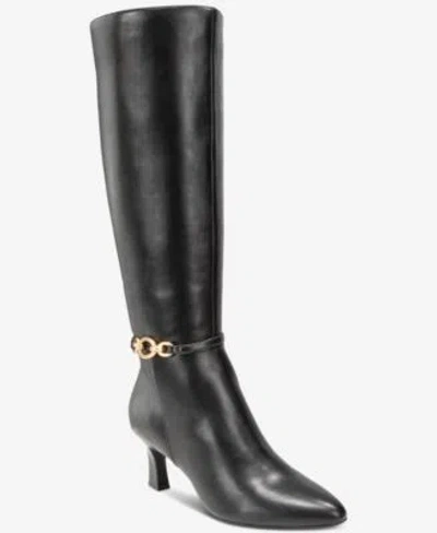Style & Co Style Co Womens Shaniaa Belt Pointed Toe Boot Regular Wide Calf Macys Exclusive In Black