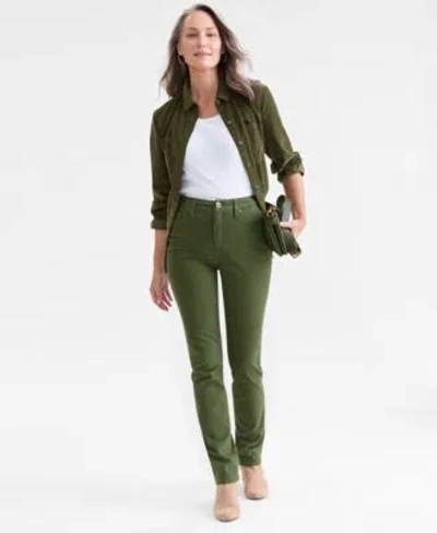 Style & Co Style Co Womens Straight Leg High Rise Twill Pants 2 28w Created For Macys In Grand Brown