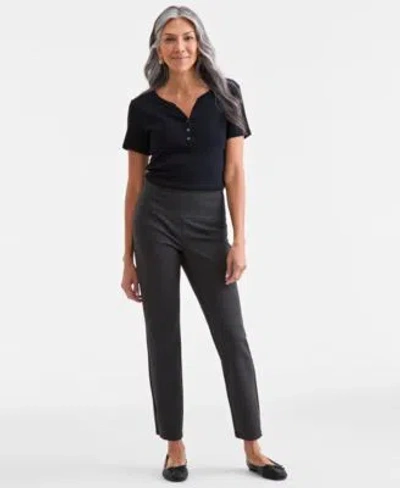 Style & Co Style Co Womens Straight Leg Ponte Knit Pants Created For Macys In Black