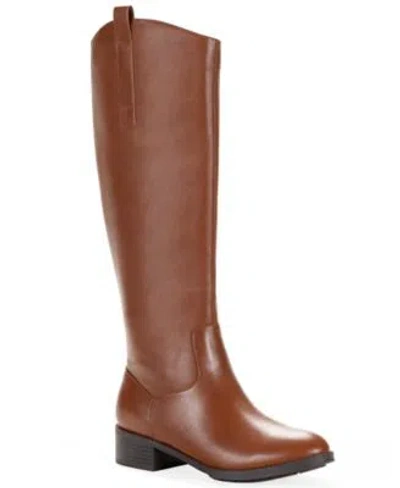 Style & Co Style Co Womens Valoraa Round Toe Full Zip Riding Boots Regular Wide Calf In Acorn Brwn