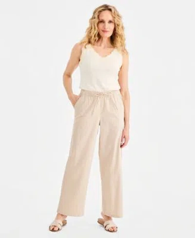 Style & Co Style Co Womens Wide Leg Pull On Pants Macys Exclusive In Neutral