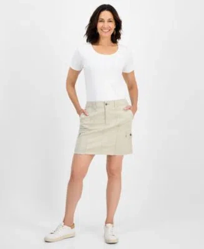 Style & Co Style Co Womens Zig Zag Cargo Pocket Skirt 2p 24w Exclusively At Macys In White