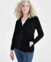 Style & Co Style Co Womens Zip Front Hooded Sweatshirt Pp 4x Created For Macys In Blue