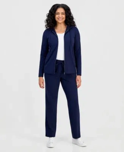 Style & Co Style Co Womens Mid Rise Drawstring Waist Sweatpants Pp 4x Created For Macys In Blue