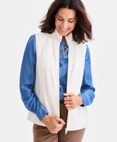 Style & Co Style Co Womens Zip Front Polar Fleece Vest Created For Macys In White