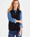 Style & Co Style Co Womens Zip Front Polar Fleece Vest Pp 4x Created For Macys In Blue
