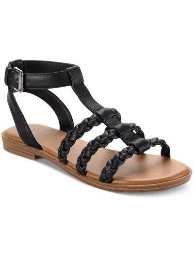 Style & Co Suziee Womens Faux Leather T-strap Slingback Sandals In Black