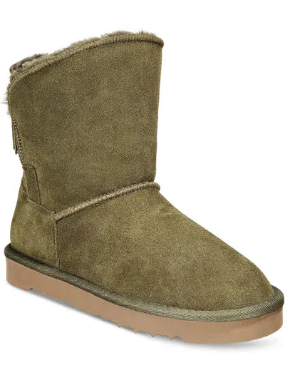 Style & Co Teenyy Womens Suede Faux Fur Lined Winter Boots In Green