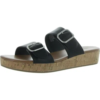 Style & Co Temppestt Womens Open Toe Double Buckl Slide Sandals In Black