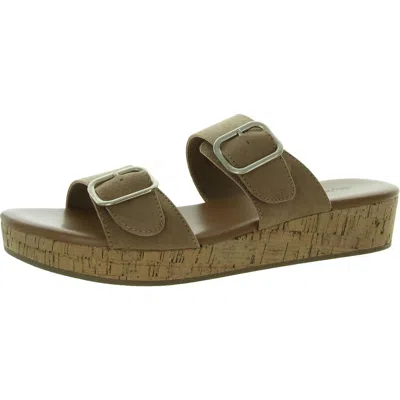 Style & Co Temppestt Womens Open Toe Double Buckl Slide Sandals In Multi
