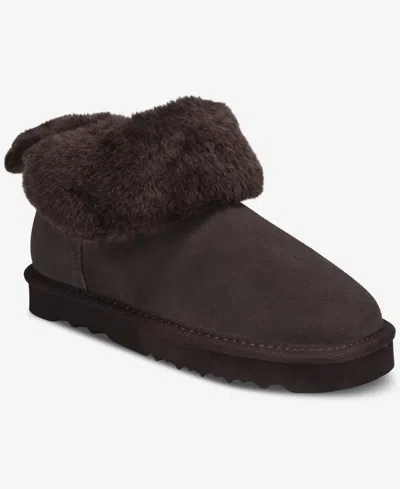 Style & Co Torrii Fold Over Suede Wide-calf Booties, Macy's Exclusive In Brown