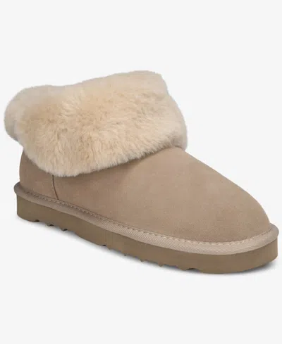 Style & Co Torrii Fold Over Suede Wide-calf Booties, Macy's Exclusive In Neutral