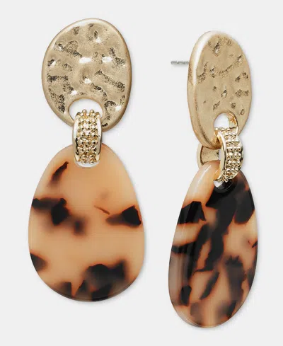 Style & Co Tortoise-shell-disc Linear Drop Earrings, Macy's Exclusive In Orange