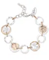 STYLE & CO TWO-TONE HAMMERED CIRCLE & DISC FLEX BRACELET, CREATED FOR MACY'S