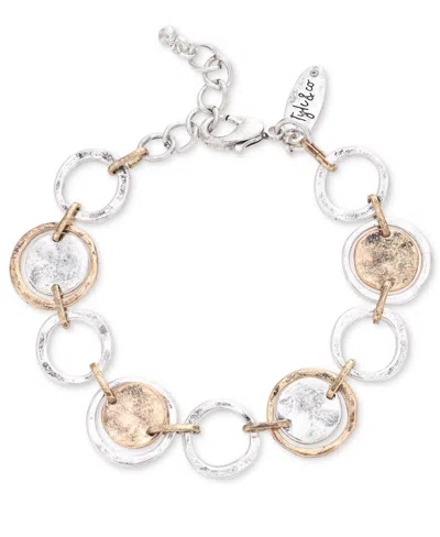 Style & Co Two-tone Hammered Circle & Disc Flex Bracelet, Created For Macy's In Two Tone