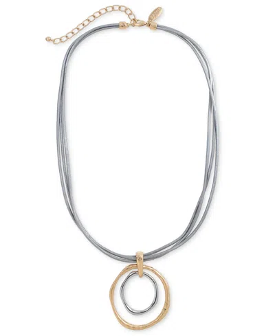 Style & Co Two-tone Orbital Pendant Necklace, 18" + 3" Extender, Exclusively At Macy's In Two Tone