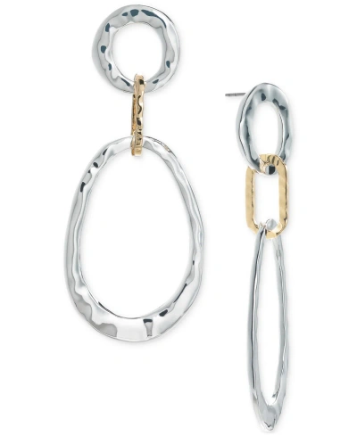 Style & Co Two-tone Organic Link Drop Earrings, Created For Macy's In Two Tone