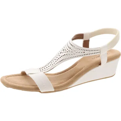 Style & Co Women's Step N Flex Vacanzaa Wedge Sandals, Created For Macy's In White Perforated