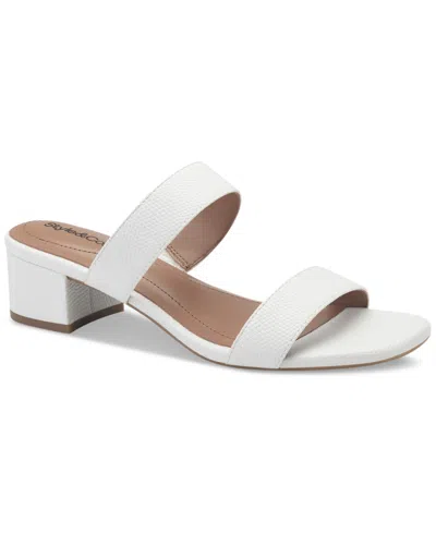 Style & Co Women's Victoriaa Double Band Block Heel Dress Sandals, Created For Macy's In Bone Lizard