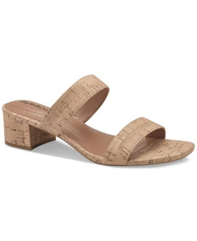 Style & Co Women's Victoriaa Double Band Block Heel Dress Sandals, Created For Macy's In Cork
