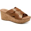 Style & Co Violette Womens Cork Wedge Sandals In Green