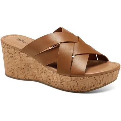 Style & Co Violette Womens Cork Wedge Sandals In Green