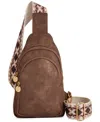 Style & Co Webbing Strap Small Sling Bag, Created For Macy's In Mtl Chocol