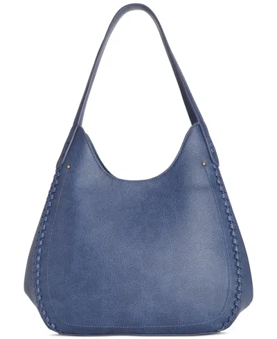 Style & Co Whip-stitch Soft 4-poster Tote, Created For Macy's In Moonlight Blue